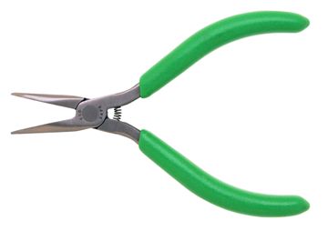 5" 60° Curved Nose Pliers,Green Cushion Grips and Serrated Jaws, Carded