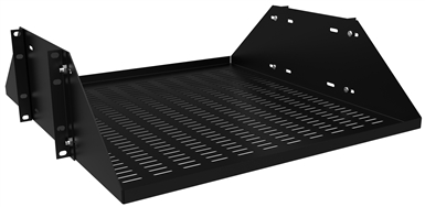 VENTED Two Post Rack Mounting Deep Channel Battery Shelf 24" deep