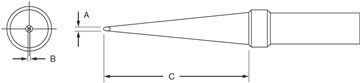 .078" x .027" x 1.00" Long Screwdriver Tip for PES51 Soldering Pencil