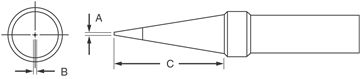 .031" x .012" x .625" ET Series Conical Tip for PES51 Soldering Pencil