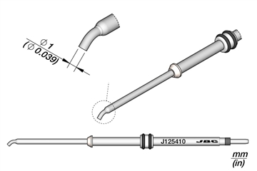 J125410 - 1MM Bent Cartridge for JNASE Hot Air Station