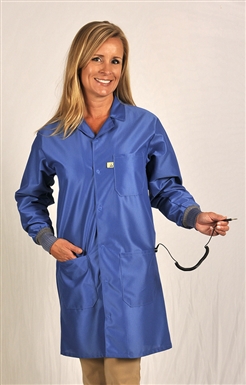Traditional Lab Coat, IVX-400 fabric, knee-length coat, Blue, 3pockets