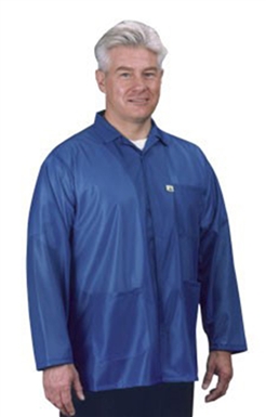 Traditional Lab Coat w/ESD grid-knit cuffs, IVX-400 fabric, knee-length coat, Royal Blue, 3pockets
