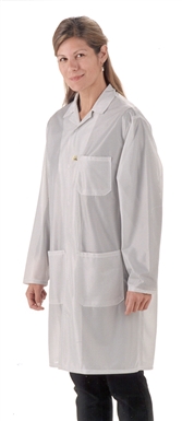 Traditional Lab Coat, OFX-100 fabric, knee-length coat, White, 3pockets