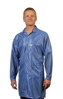 Traditional Lab Coat, OFX-100 fabric, knee-length coat, Blue, 3pockets