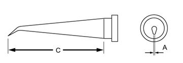 .008" x .98" Reach Bent Round LT Series Tip for WSP80 Soldering Pencil