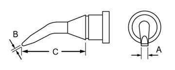 .047" x .59" Reach Bent Chisel LT Series Tip for WSP80 Soldering Pencil