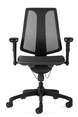 MM6077V - Mesh Chair, Contoured Backrest With Lumbar Support, Adjustable Arms, Black Nylon Base
