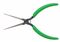 6" Long Needle Nose Pliers, Serrated Jaws, Green Cushion Grips