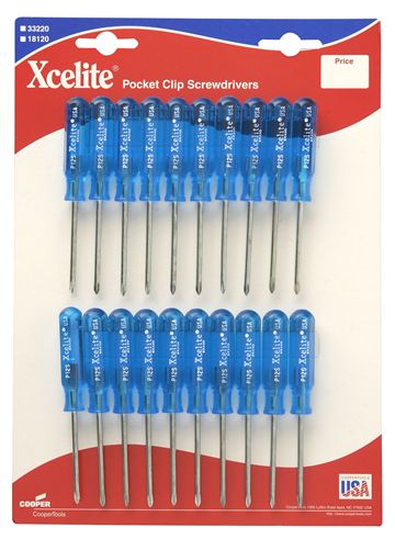 Display Card with 20 of P12S Pocket Clip Screwdrivers