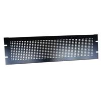 3U perforated steel rack panel, finished in black smooth powder paint