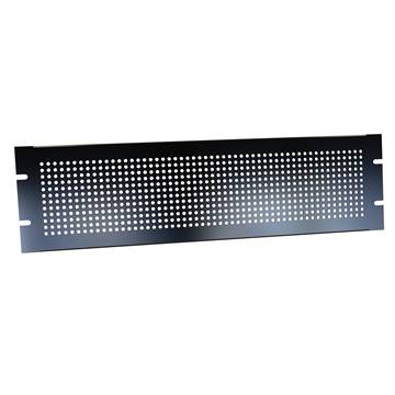 3U perforated steel rack panel, finished in black smooth powder paint