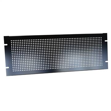 4U perforated steel rack panel, finished in black smooth powder paint