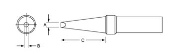 .062" x .62" x 700° PT Series Single Flat Tip for TC201 Series Iron