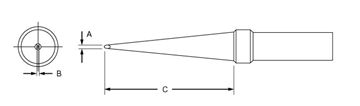 .078" x 1.0" x 800° PT Series Long Screwdriver Tip for TC201 Series Iron