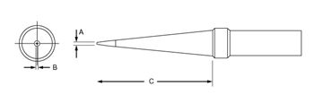 .031" x 1.00" x 700° PT Series Long Conical Tip for TC201 Series Iron