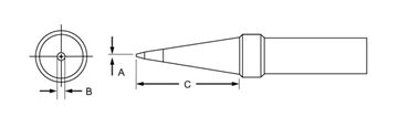 .031" x 0.62" x 700° PT Series Conical Tip for TC201 Series Iron