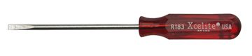 1/8" x 3" Round Blade Pocket Clip Style Screwdriver, Red Handle