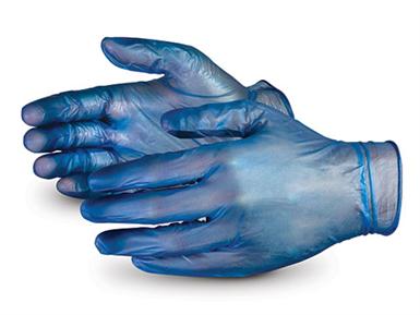 Metal-Detectable 6 mil. Blue Powder-free Disposable Vinyl Gloves