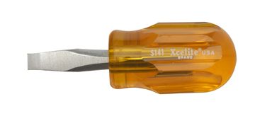 1/4" x 1 1/4" Square Blade Stubby Screwdriver, Amber Handle