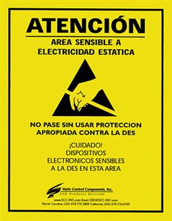 SCS ESD Warning Posters, 17 in. x 22 in., Spanish, 5/Box, SIGN17X22S
