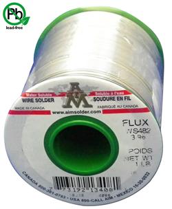 AIM Solder SAC305 .025" 3% Water Soluble WS482 Flux, Wire Solder 1 lb Spool