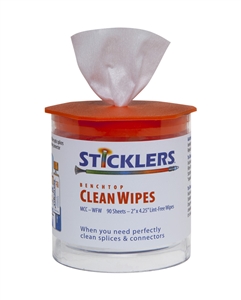 CleanWipes 90 Lint-free polyester wipes for cleaning fiber and connector end-faces. Each wipe is 2" X 4"/5x10 cm