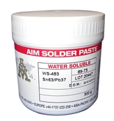 AIM Solder SN63/37 Water Soluble WS483 Flux Solder Paste, Type 4, 88.5%, 500 Gram Jar