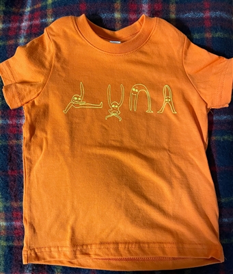 the LUNA music stretch kid's tee shirt (orange)