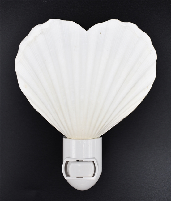 white heart scallop night light