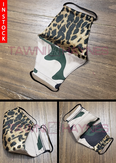 Tawni Haynes In Stock! Split Camo & Leopard Stretch Cotton Mask