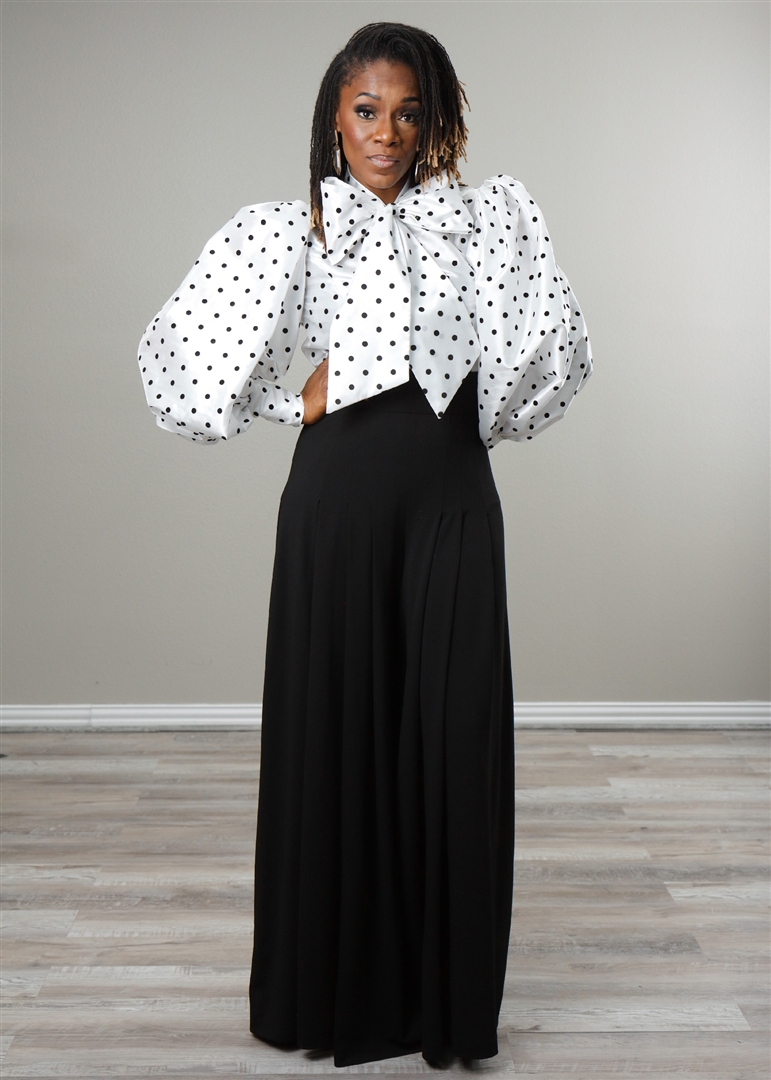 Exaggerated Puff Sleeve Bow Blouse