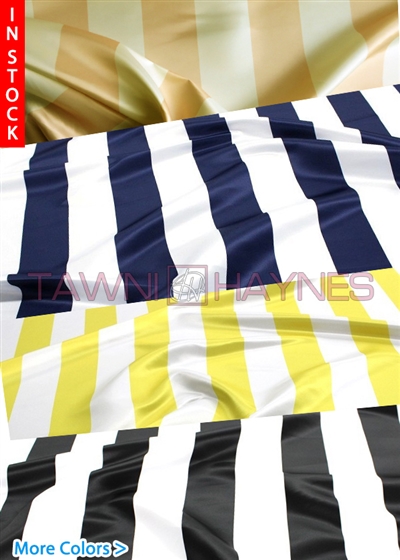 3.5 Inch Striped Poly Satin Fabric