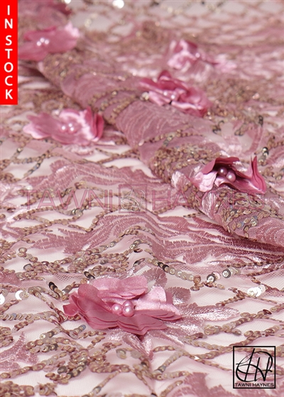 Wisteria Sequin Beaded Lace Fabric