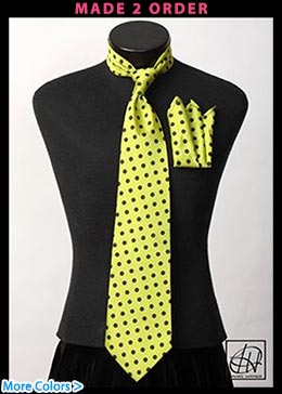 Lime Black Polka Dot Neck Tie