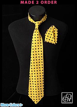 Yellow Black Polka Dot Neck Tie