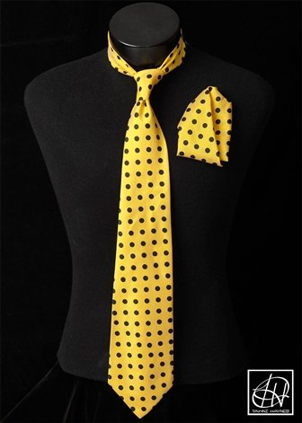 Yellow Black Polka Dot Neck Tie