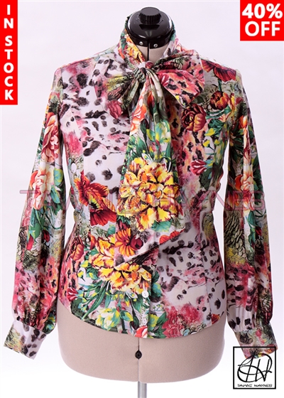 Tawni Haynes In-Stock Long Sleeve Leopard Floral Bow Blouse