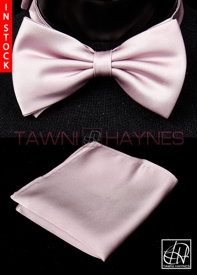 Tawni Haynes Lilac Poly Satin Bow Tie & Pocket Square