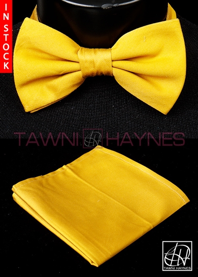 Tawni Haynes Split Pea Stretch Cotton Bow Tie & Pocket Square