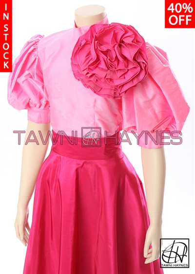 Tawni Haynes In-Stock Poly Dupioni Circle Flower Blouse