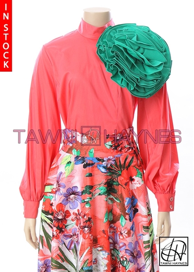 Tawni Haynes In-Stock Stretch Cotton Circle Flower Blouse