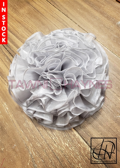 Tawni Haynes Circle Flower Pin (10 inch) - Silver Organza