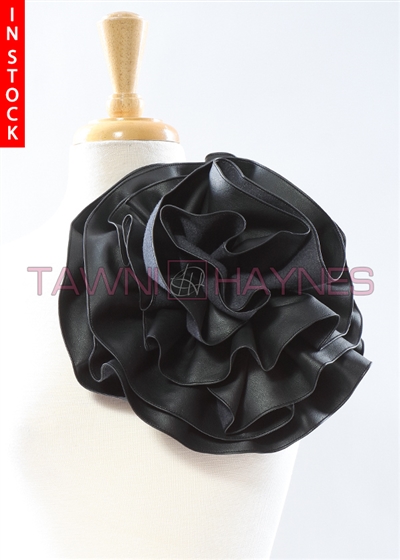 Tawni Haynes Circle Flower Pin (12 inch) - Black Vegan Leather