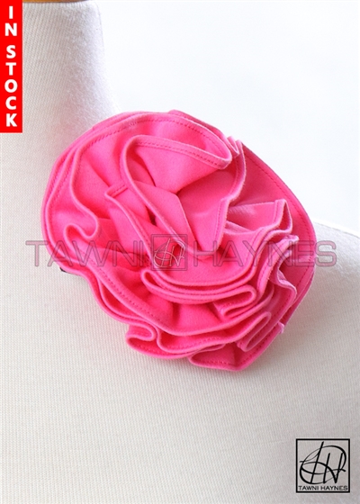 Tawni Haynes Circle Flower Pin (4 inch) - Pink Stretch Cotton
