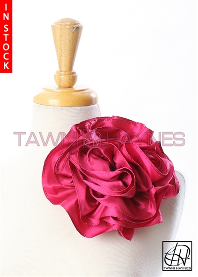 Tawni Haynes Circle Flower Pin (6 inch) - Fuchsia Poly Dupioni