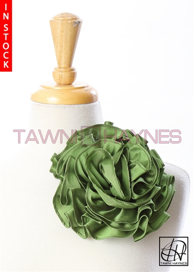 Tawni Haynes Circle Flower Pin (6 inch) - Sage Green Poly Dupioni