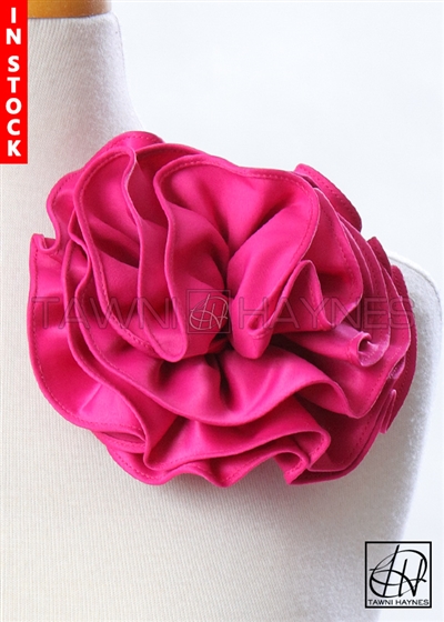 Tawni Haynes Circle Flower Pin (6 inch) - Fuchsia Poly Satin