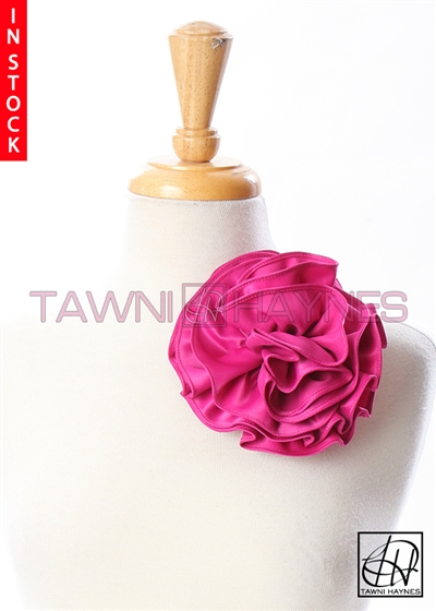 Tawni Haynes Circle Flower Pin (6 inch) - Magenta Poly Satin