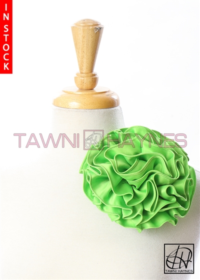 Tawni Haynes Circle Flower Pin (6 inch) - Lime Stretch Cotton